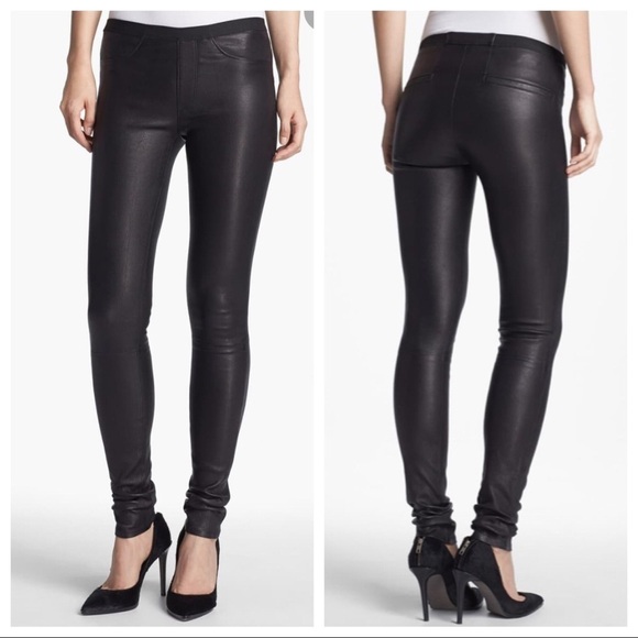 Helmet Lang 100% Lamb Leather Leggings Sz 0 - Picture 2 of 8